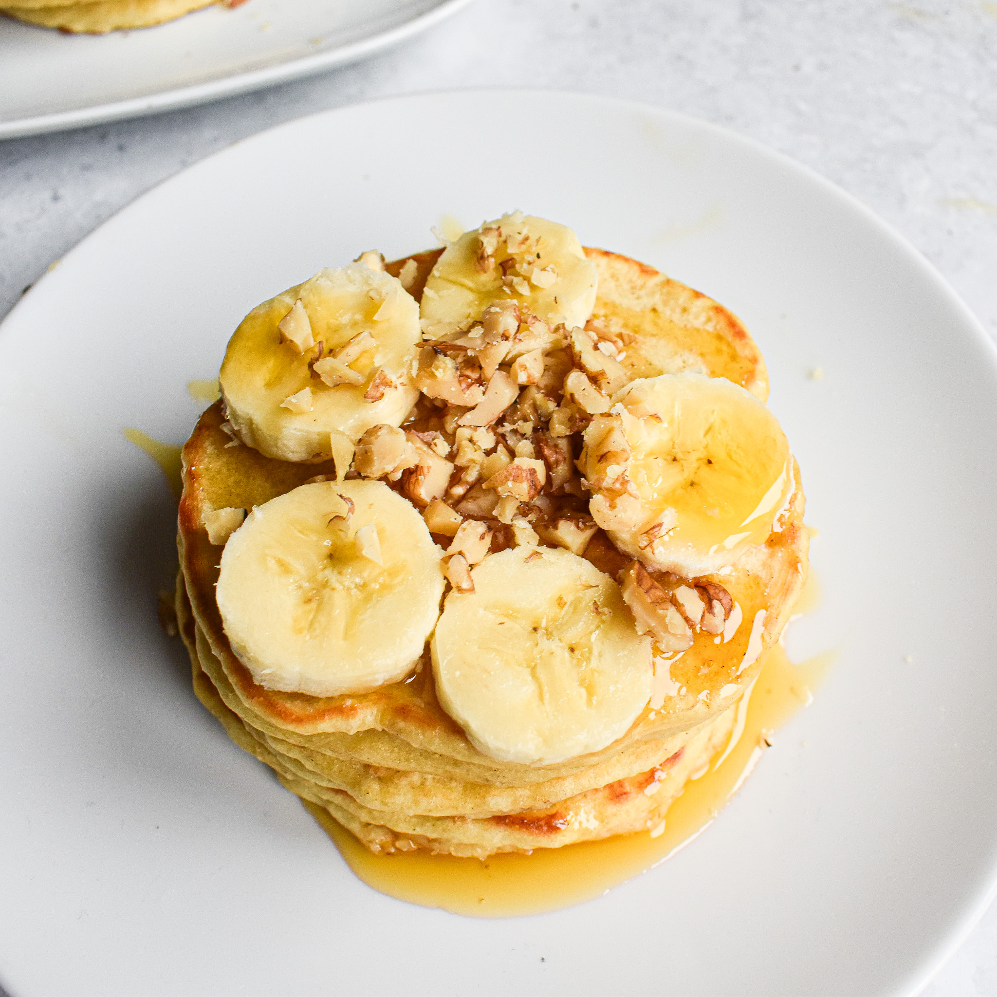 Banana pancakes with nuts and bananas