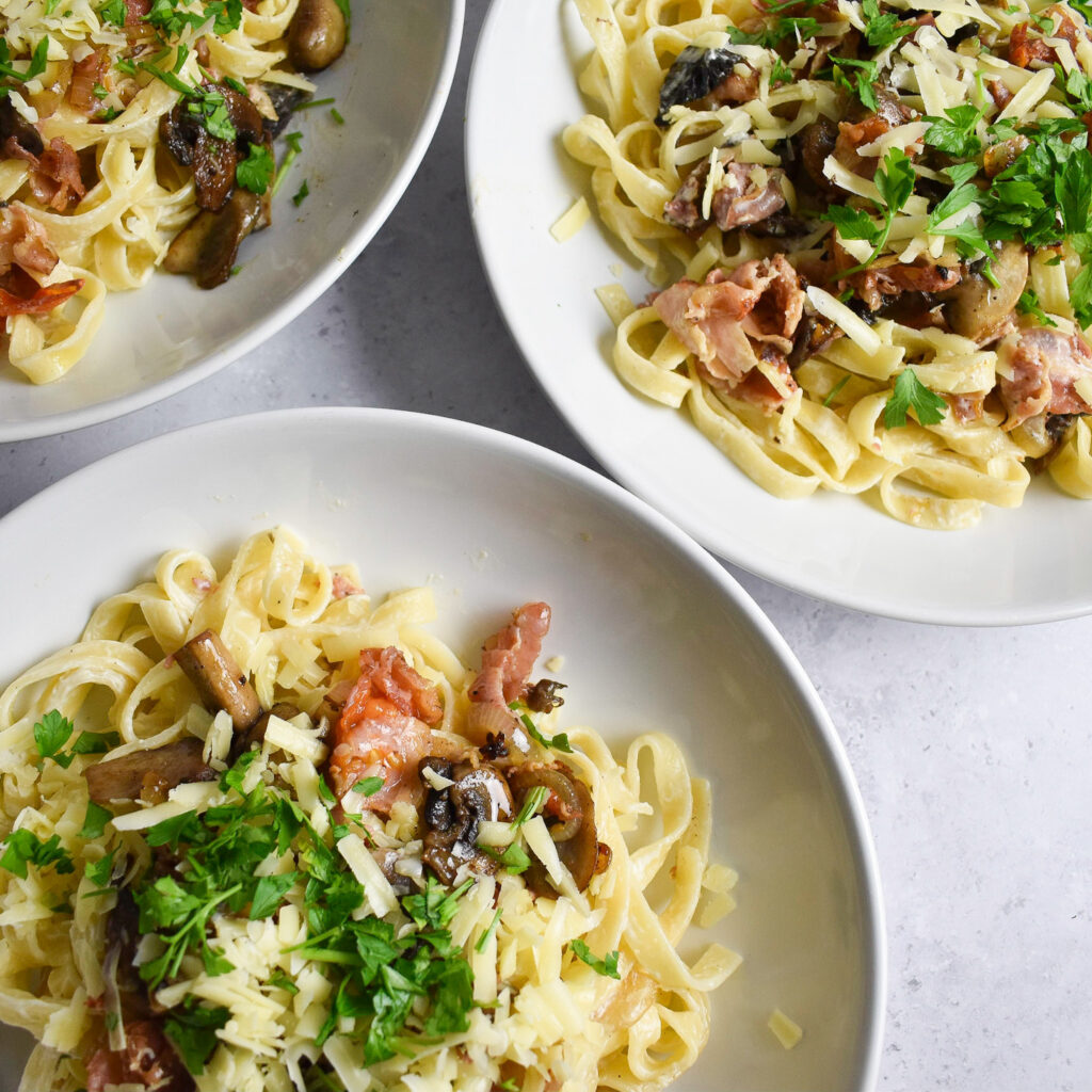 pancetta mushroom tagliatelle