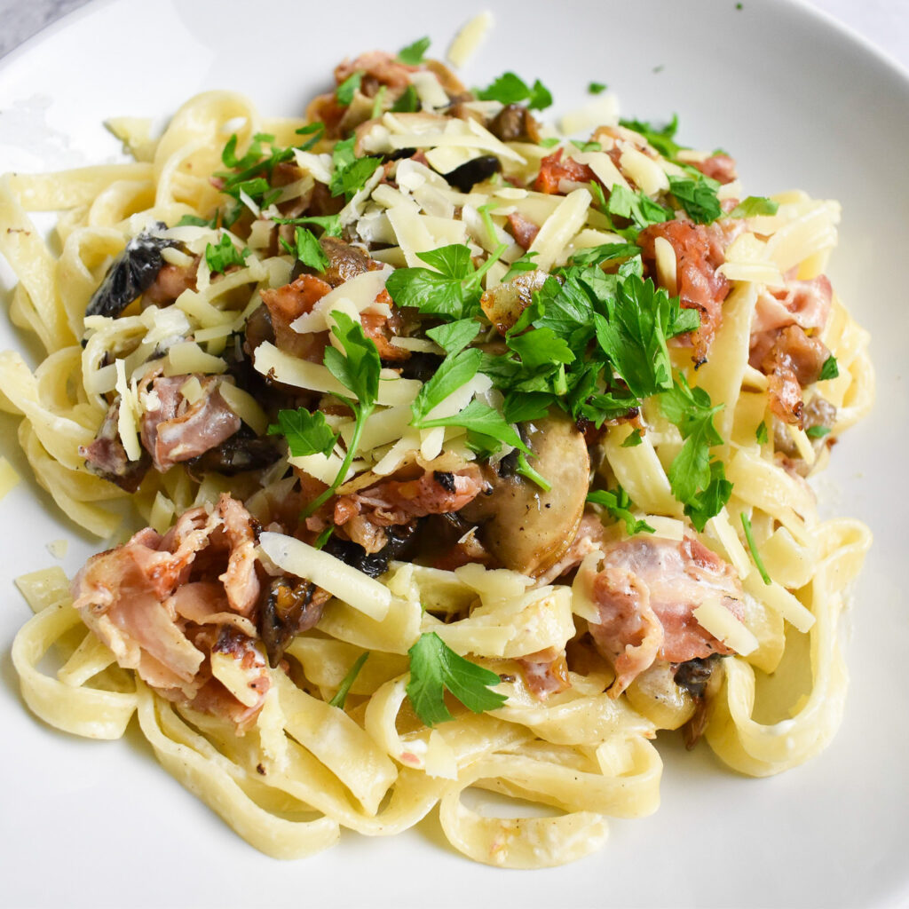 pancetta mushroom tagliatelle