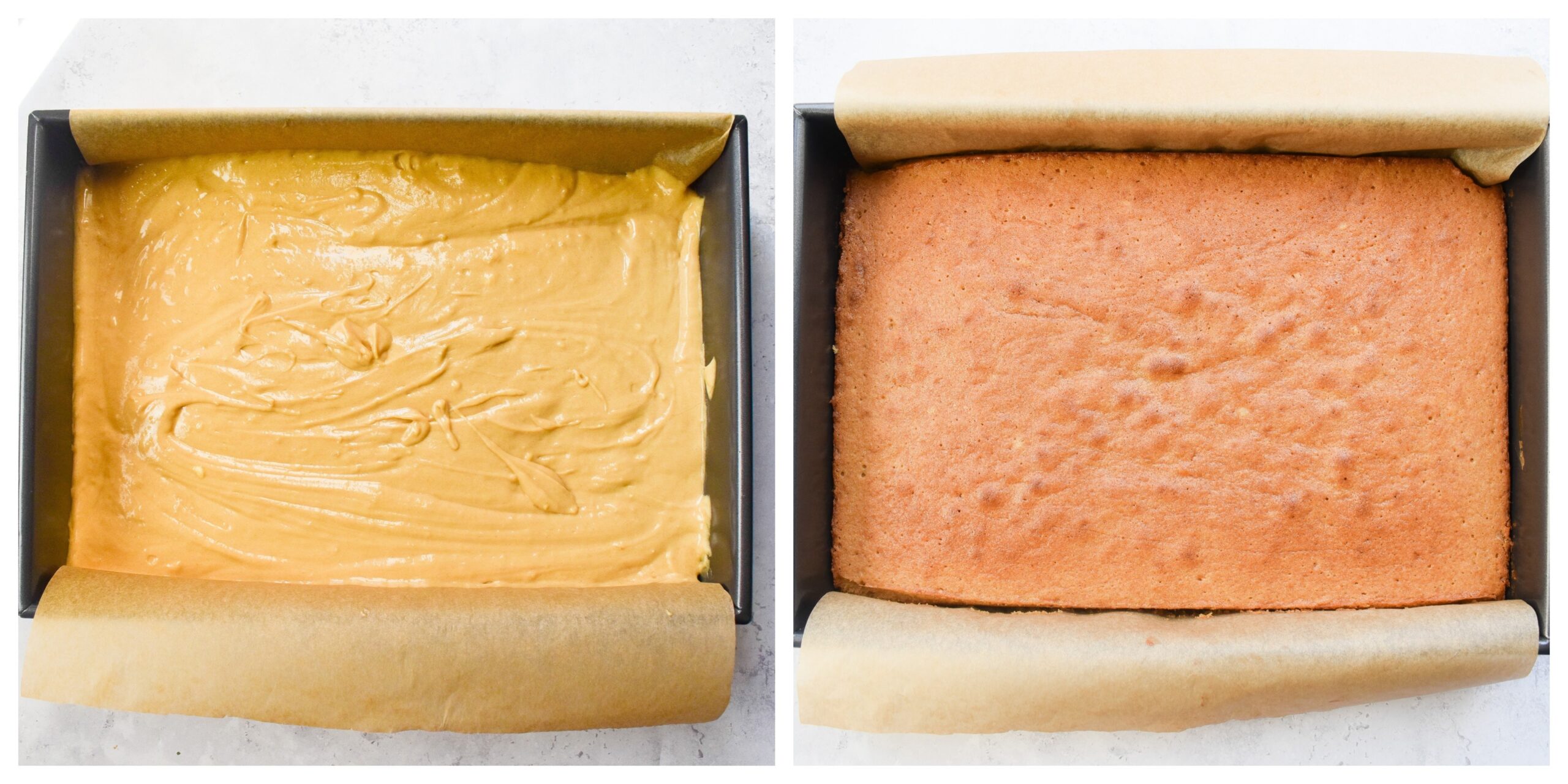 Side by side image before and after baking.
