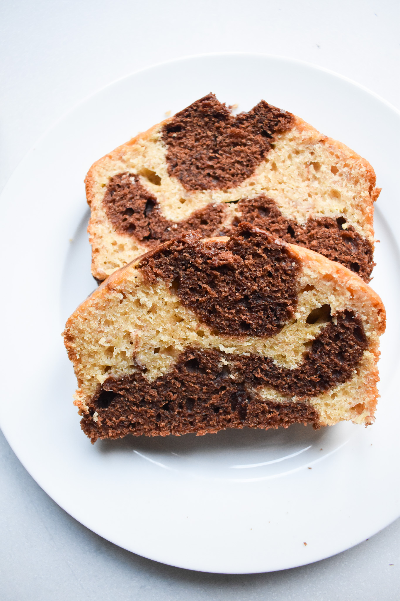 Marbled chocolate banana loaf cake