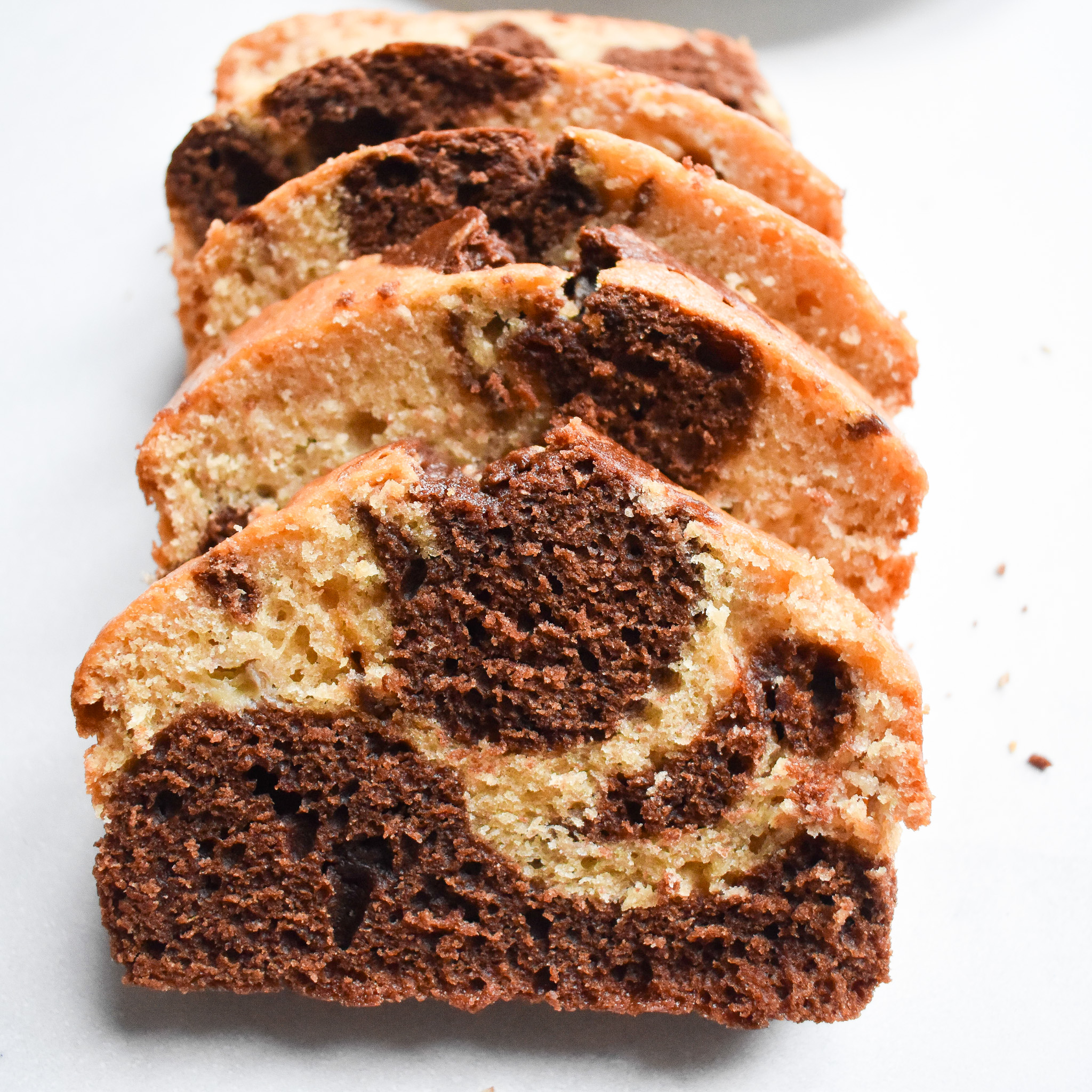 Marbled chocolate banana loaf cake