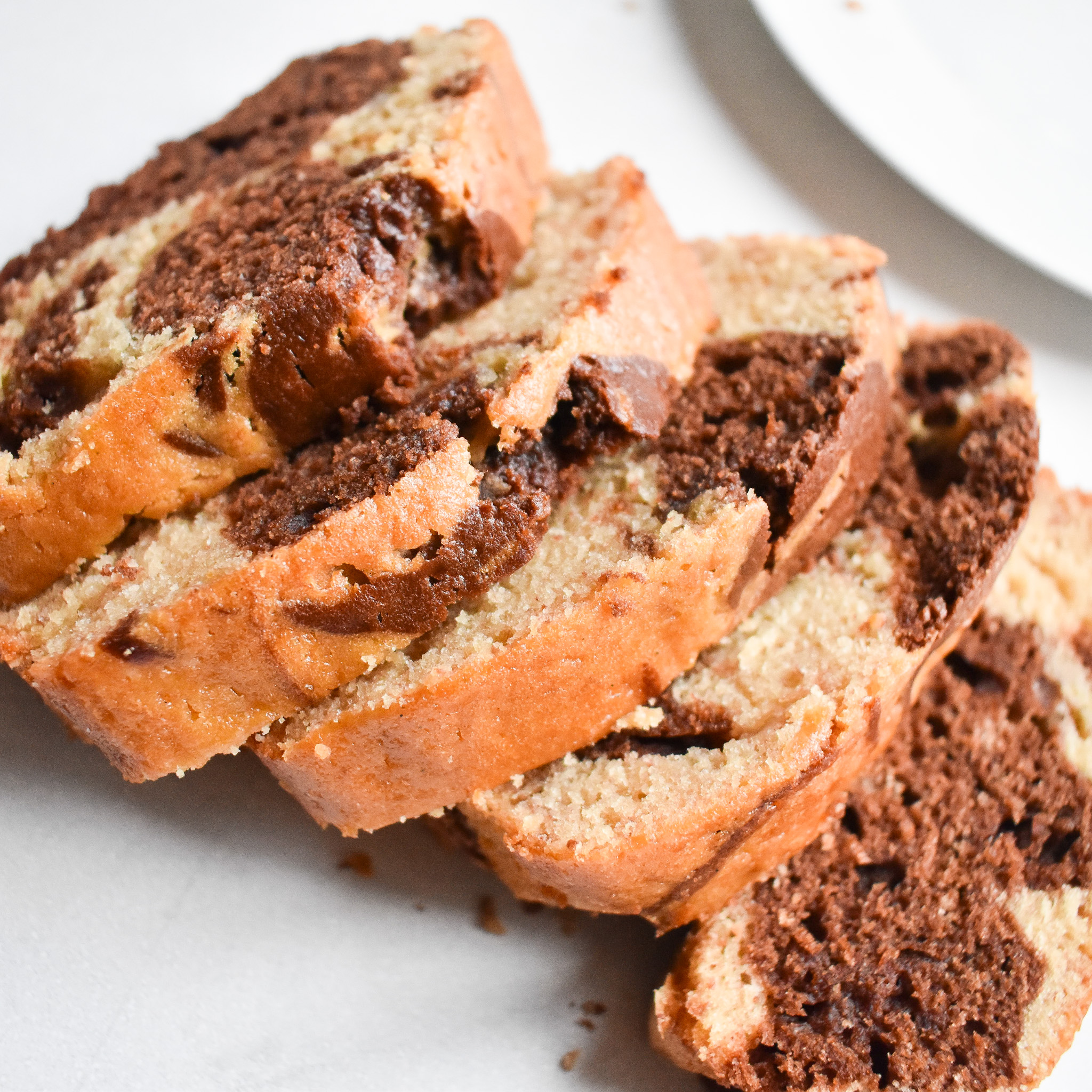 Marbled chocolate banana loaf cake