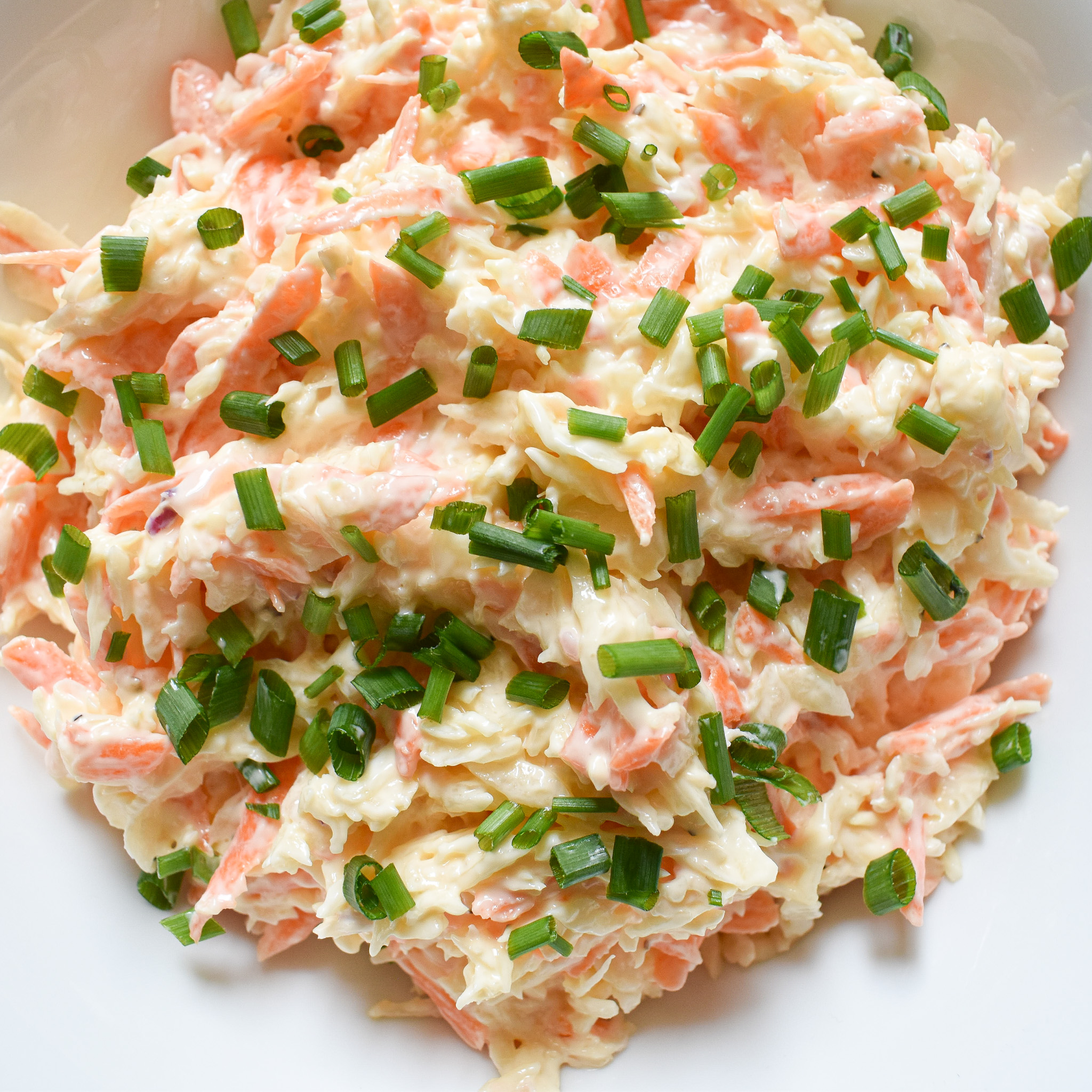 Reduced calorie coleslaw close up