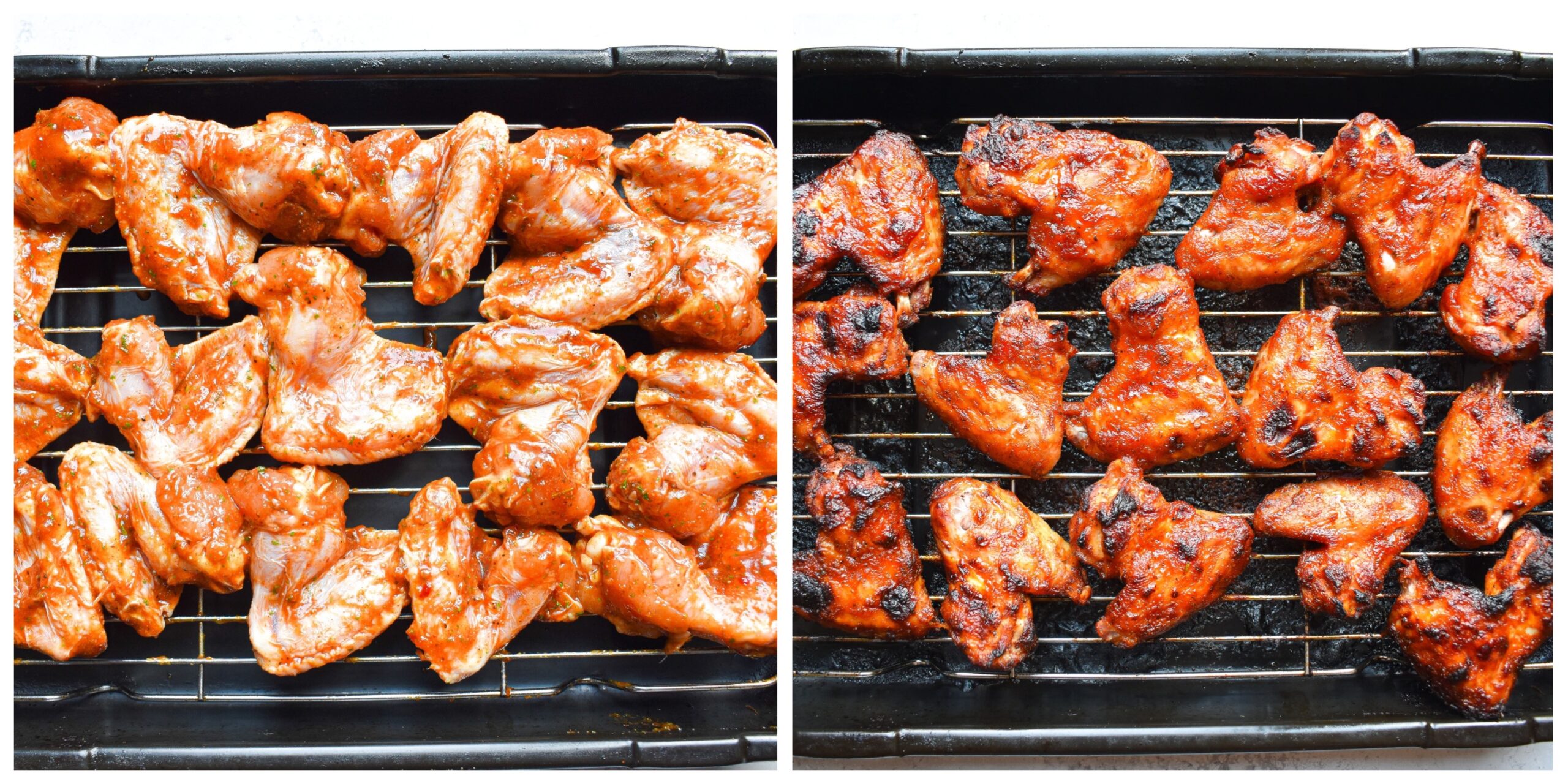 chicken wings on a baking rack