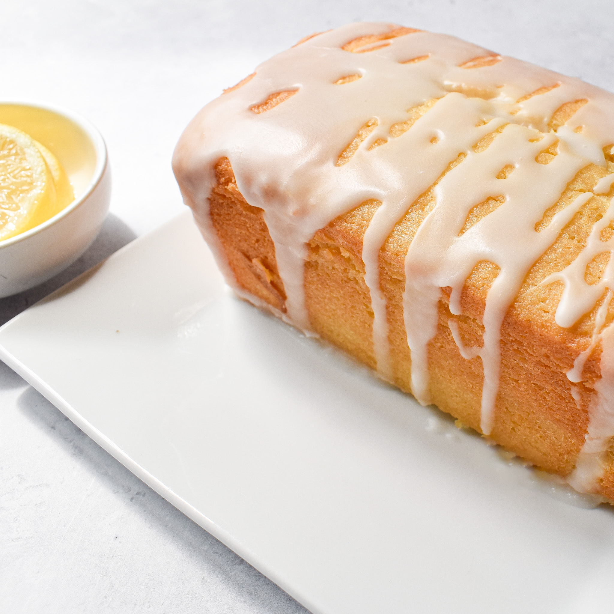 Small lemon drizzle loaf cake.