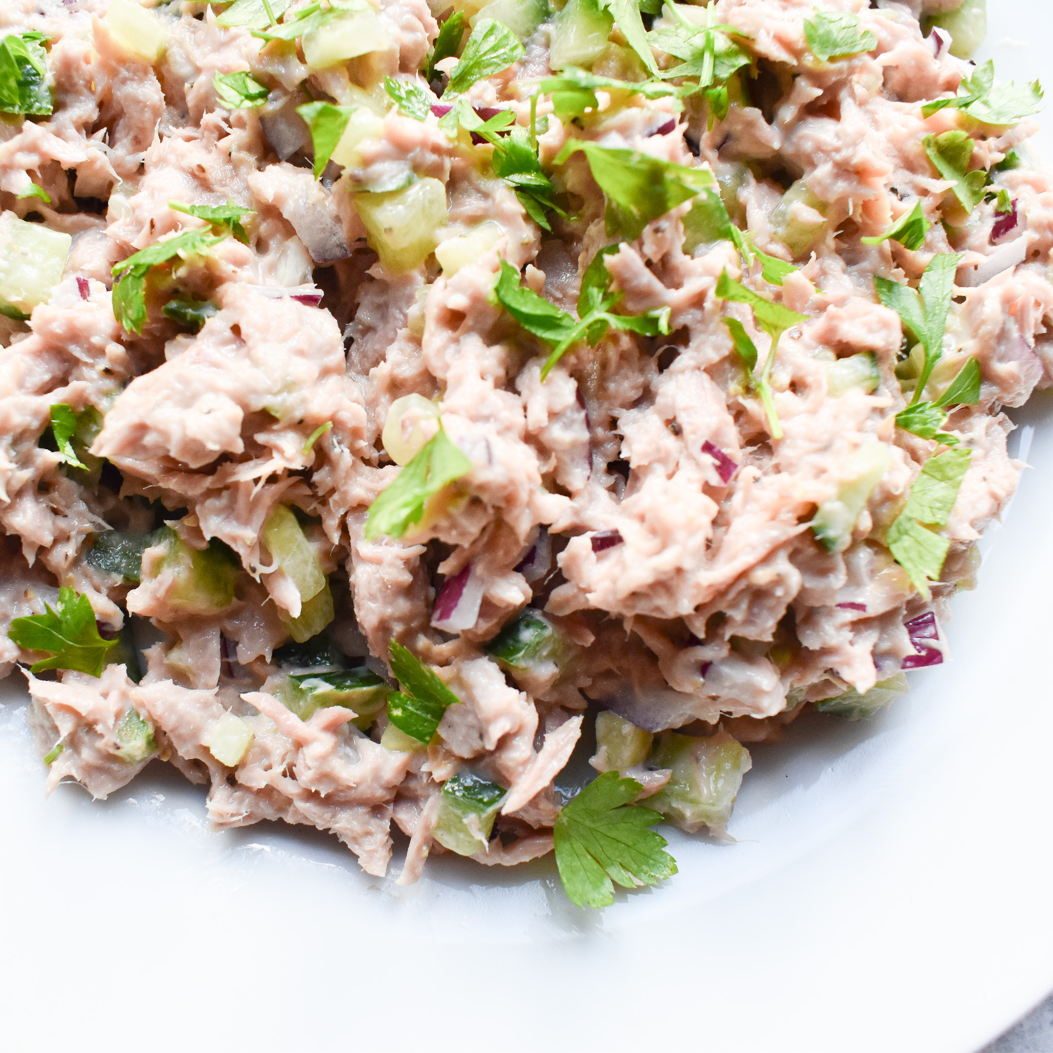 close up of tuna crunch sandwich filling