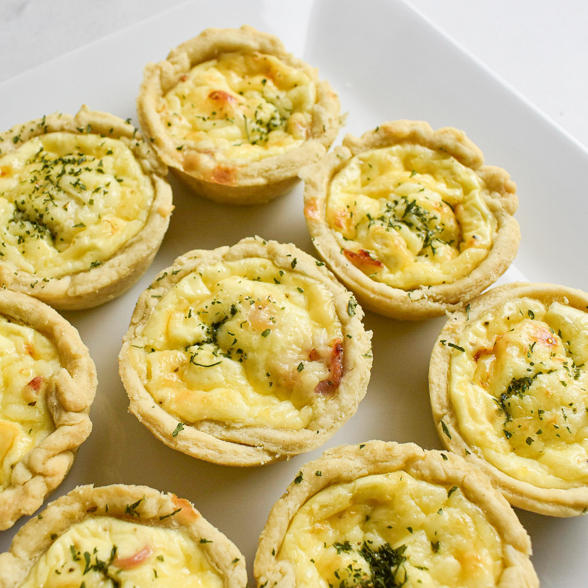 Mini Cheese Onion and Bacon Quiches